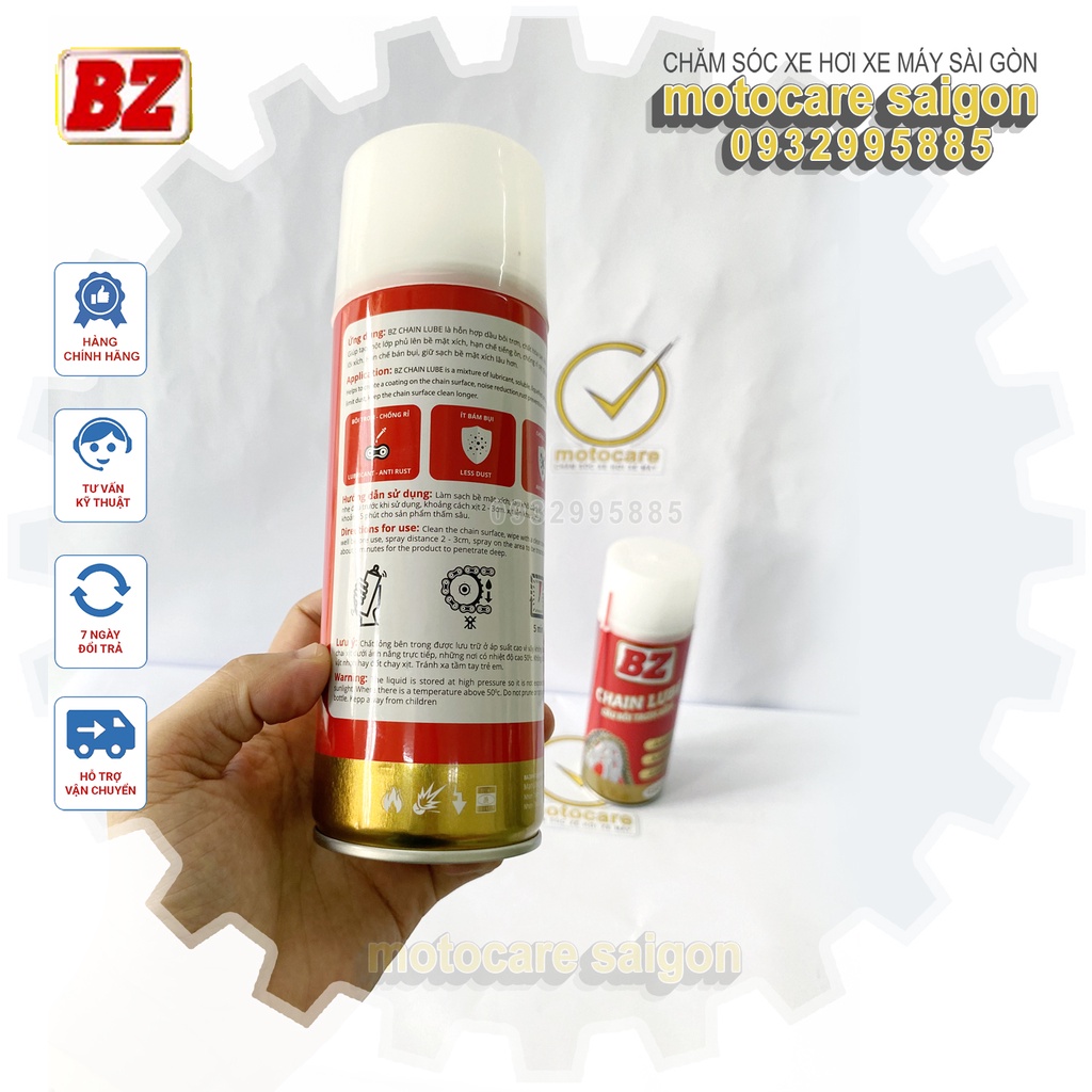XỊT DƯỠNG SÊN BZ, BÔI TRƠN SÊN XÍCH BZ CHAIN LUBE  - BÁM DÍNH DẠNG TƠ NHỆN