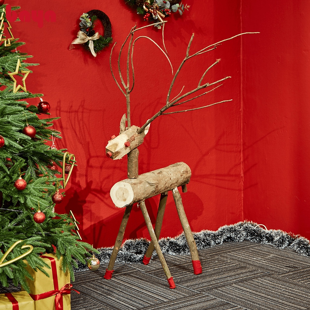 Phụ Kiện Trang Trí Giáng Sinh Hình Tuần Lộc BAYA Chất Liệu Gỗ Màu Nâu Gỗ Đậm Dùng Trang Trí Phòng Khách 7300230
