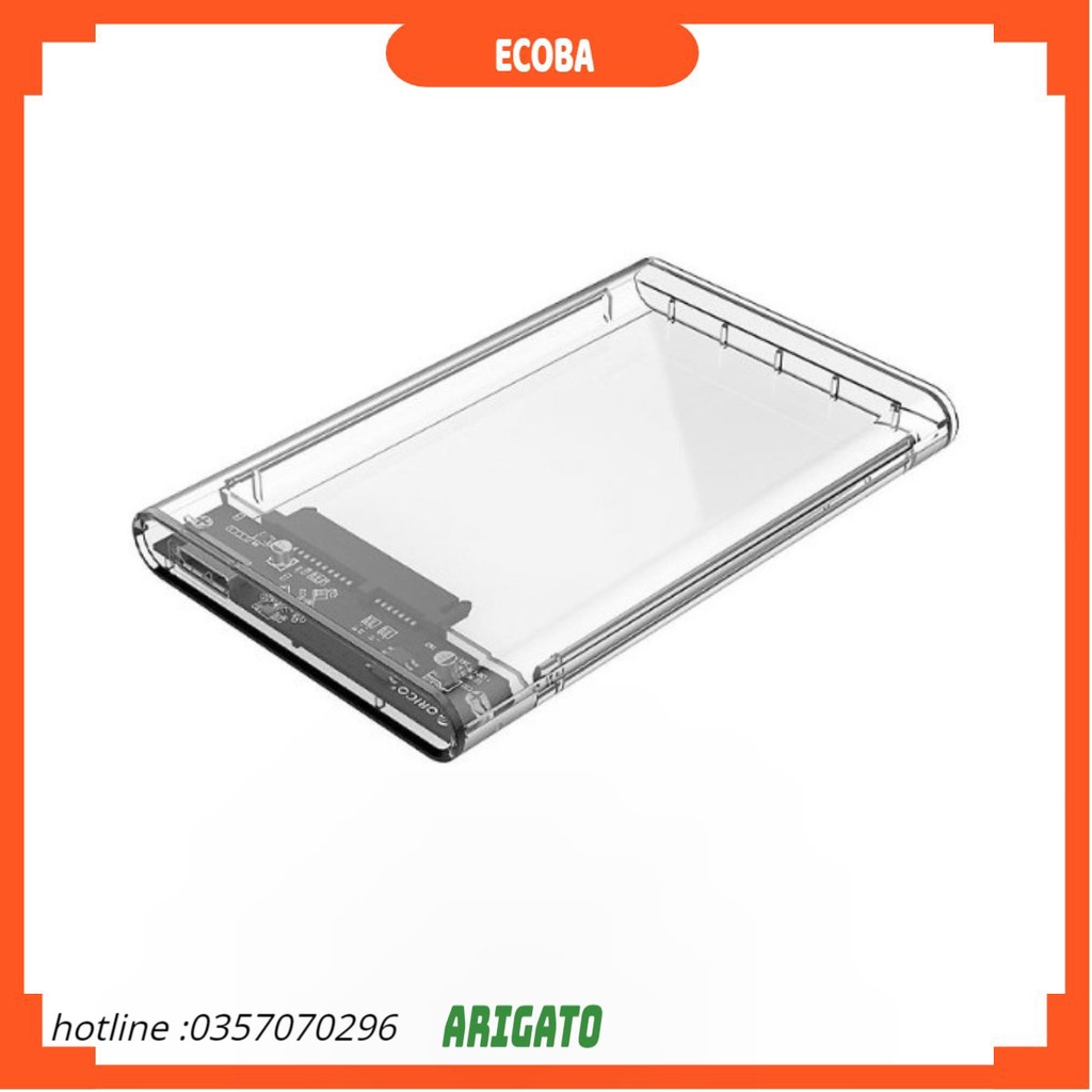 Hộp di động đựng ổ cứng - HDD box 2.5 ,usb 3.0 trong suốt . Box di động WD_cho HDD SSD chuẩn sata 2.5 Usb 3.0 ECOBA