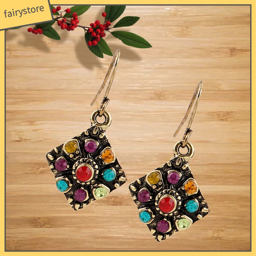 Khuyên tai đính đá nhiều màu sắc phong cách bohemian