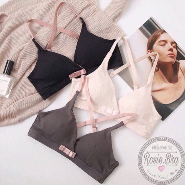Bralette Nơ Cotton Mịn Dây Chéo Sau B046
