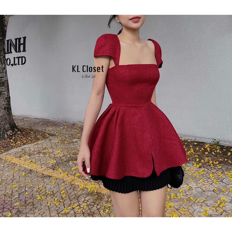 Set áo pelum đỏ cánh tiên +  chân váy