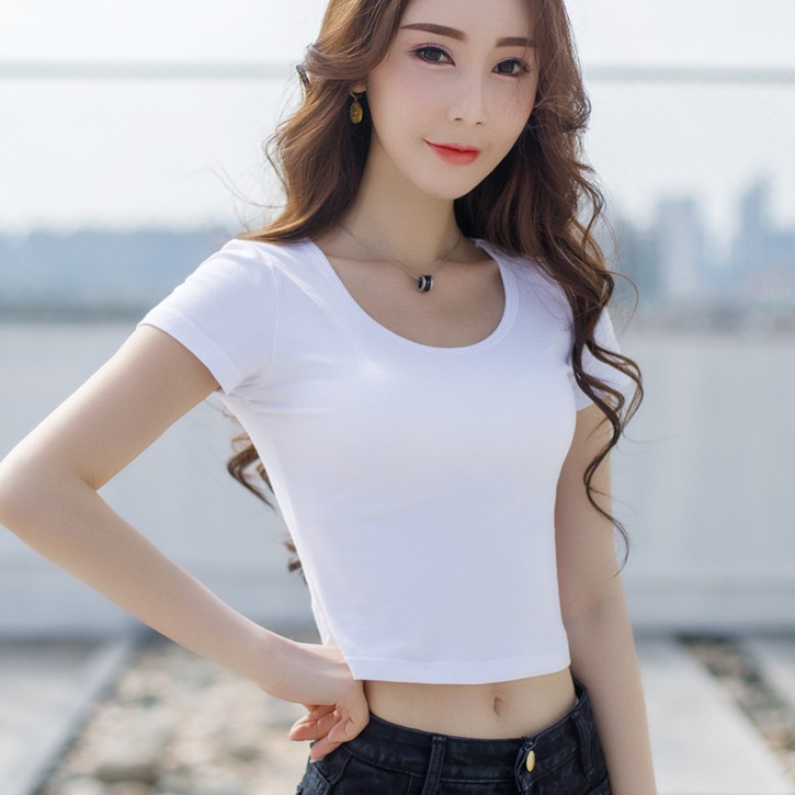 Áo nữ đẹp Áo croptop cổ tròn chất thun nhập(1921)