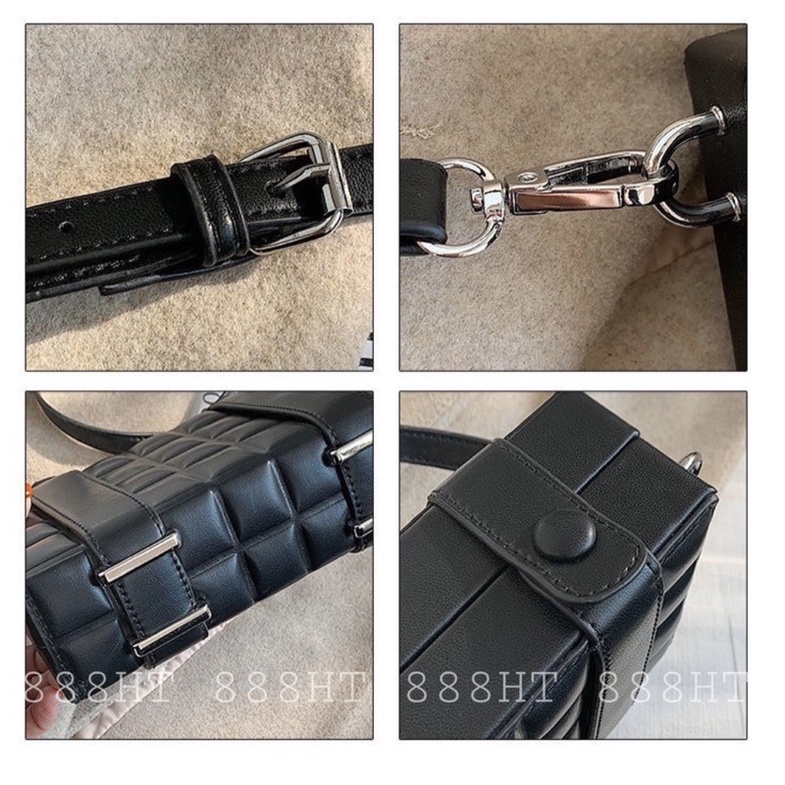 Túi đeo chéo nam nữ hộp chữ nhật màu đen unisex