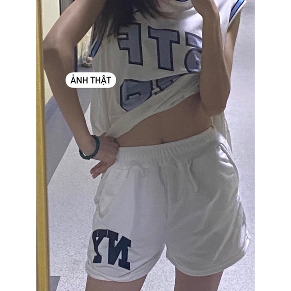 DORÉE - Quần short ngắn chữ NY thêu hàng Quảng Châu