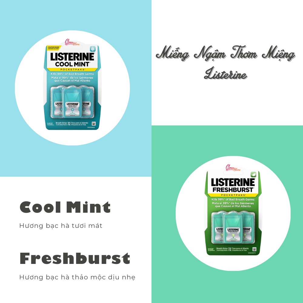 Miếng ngậm thơm miệng Listerine | 3 hộp (24 miếng/hộp)