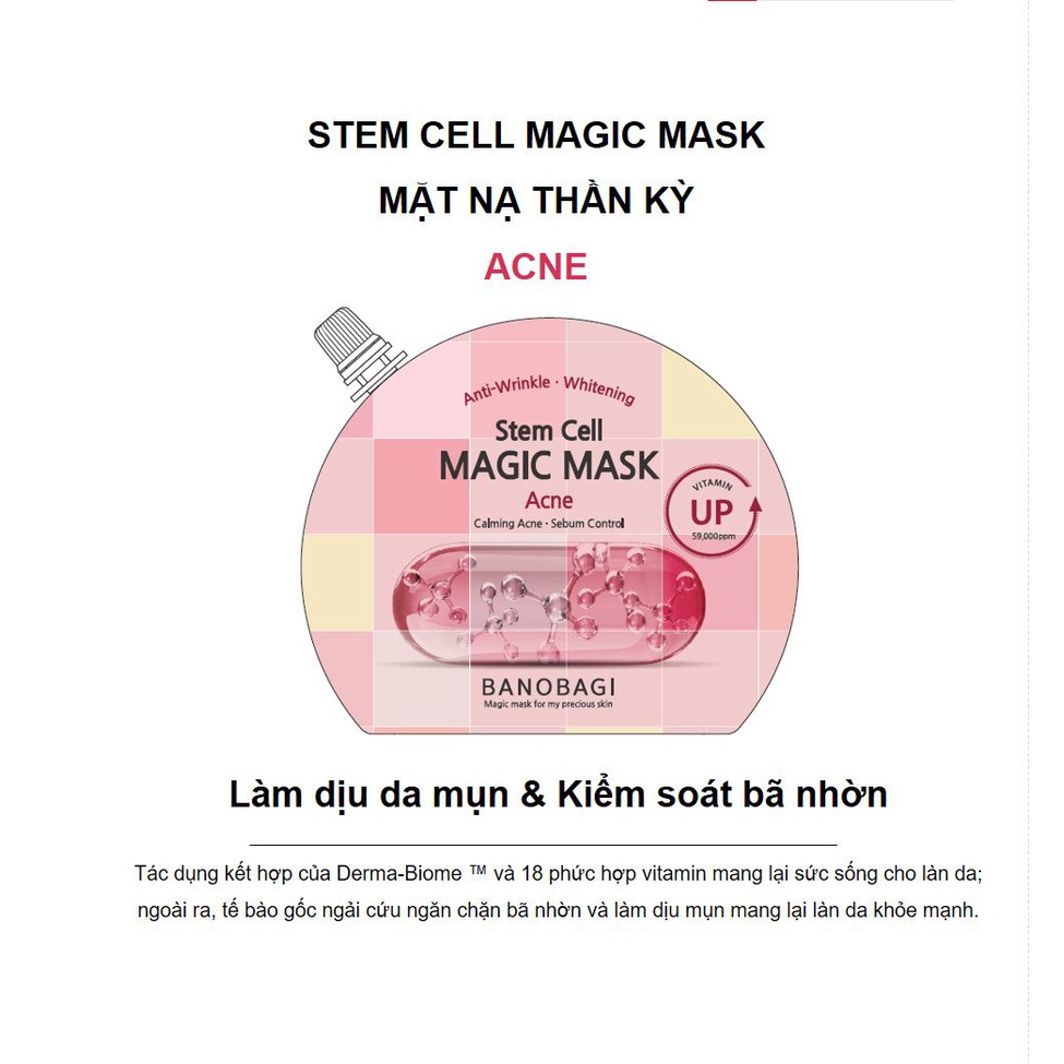 Mặt Nạ ngủ Gel Dưỡng Ẩm, Trắng Da BANOBAGI Stem Cell Magic Mask 23ml