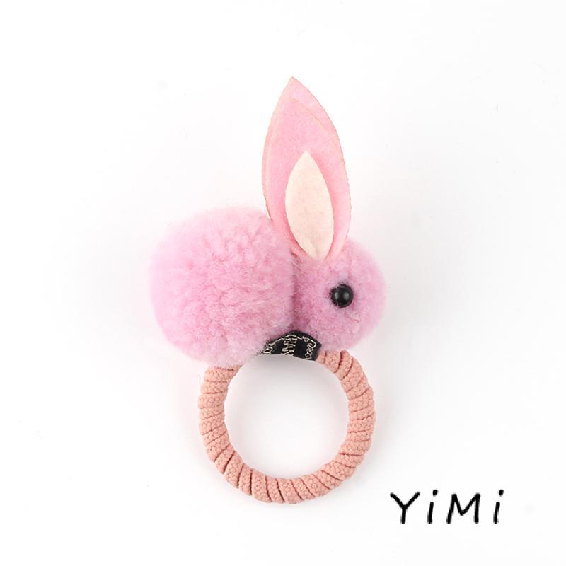 Dây Cột Tóc Cao Su Co Giãn Đính Thỏ Bông Dễ Thương Phong Cách Hàn Quốc Cho Nữ