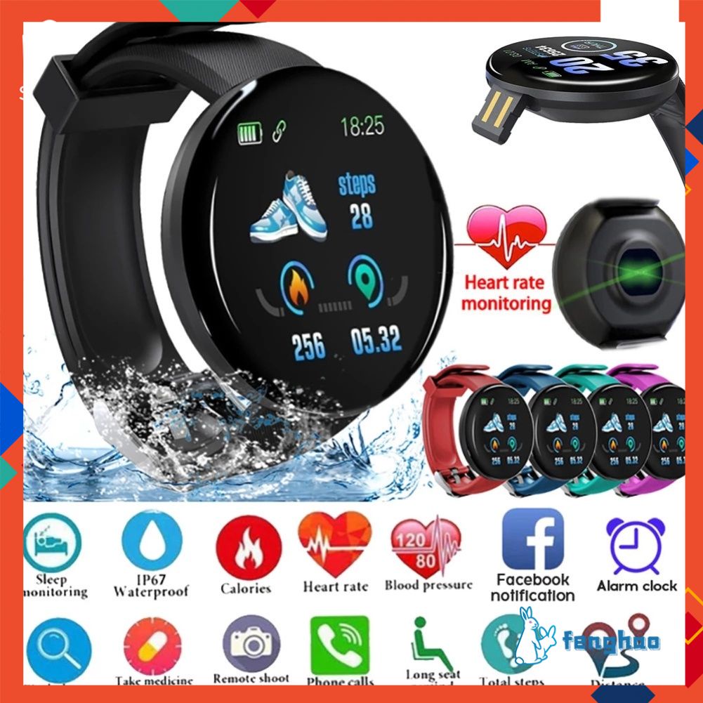 D18S Thông Minh Đồng Hồ Huyết Áp Trái Tim Tỷ Lệ Màn Hình Người Đàn Ông Tập Thể Dục Tracker Smartwatch Android IOS Phụ Nữ Thời Trang Điện Tử Đồng Hồ PK Y68 d20 116 cộng với 119S