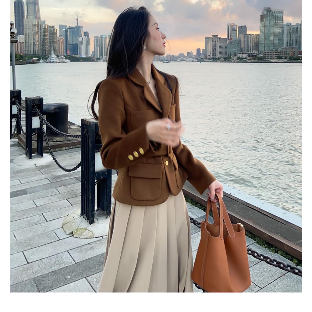 ICHIC - Áo S045 hai lớp dáng ôm, túi hộp kèm đai lưng mặc tôn dáng.