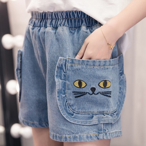 Quần Jeans thêu hình hoạt hình xinh xắn cho nữ