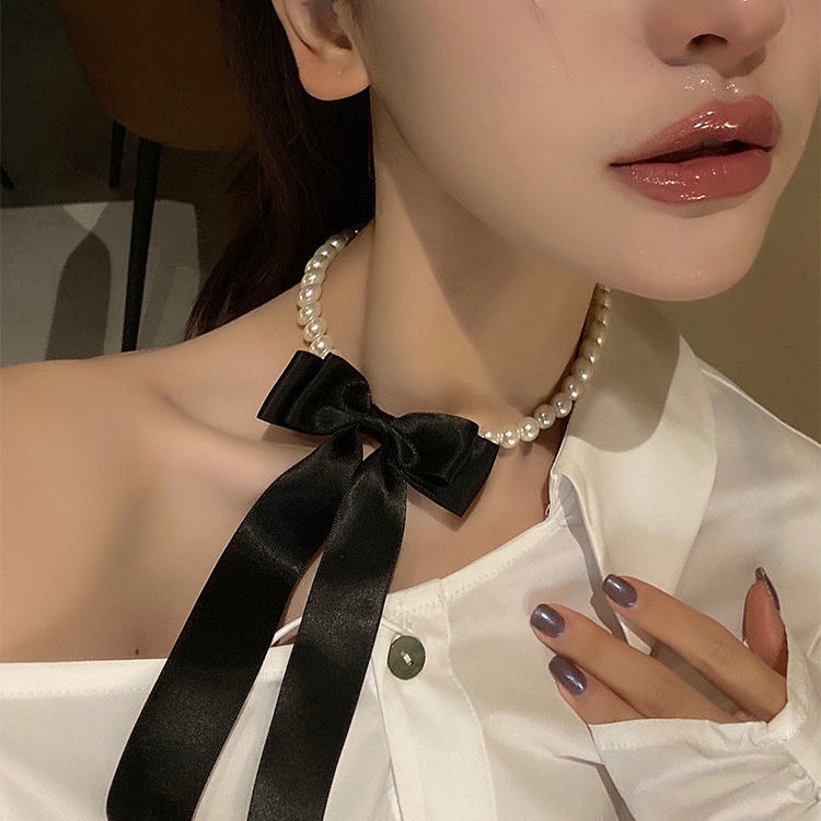 Dây Chuyền Chuỗi Hạt Ngọc Trai Hình Nơ Phong Cách Mới Chất Lượng Cao 2022