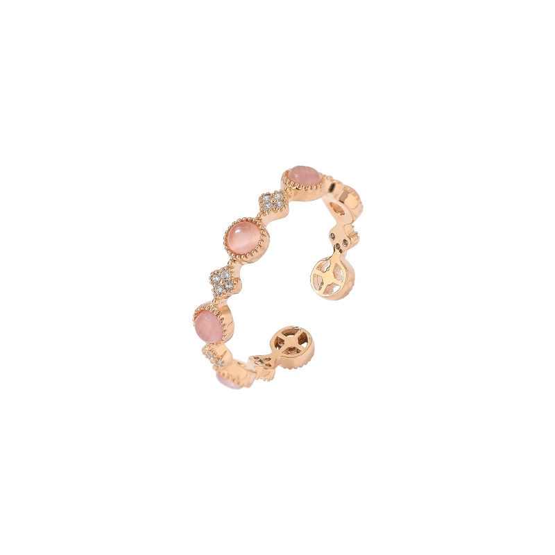 Nhẫn Màu Vàng Hồng Đính Đá Opal Thời Trang Cho Nữ