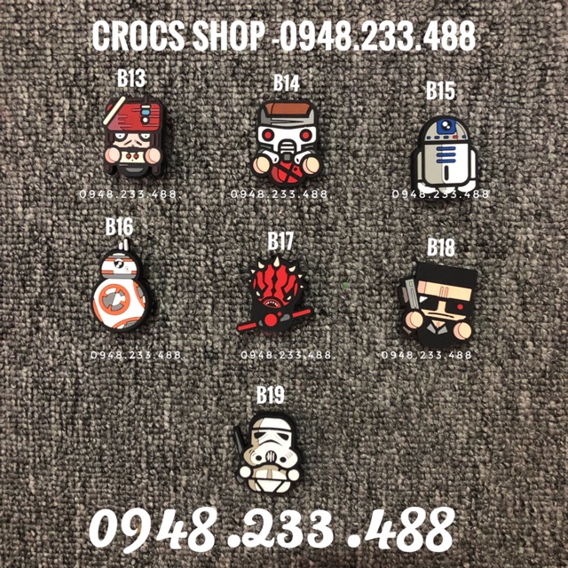 Jibbitz-icon-charm-sticker cài dép Siêu nhân (B1-B19). Shop ship từ 10 sản phẩm trở lên