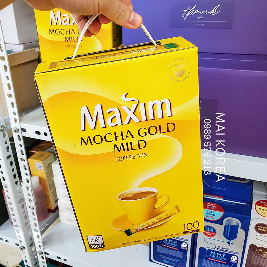 Cà phê MAXIM MOCHA GOLD cafe sữa hòa tan MAXIM số 1 Hàn Quốc hộp 100 gói