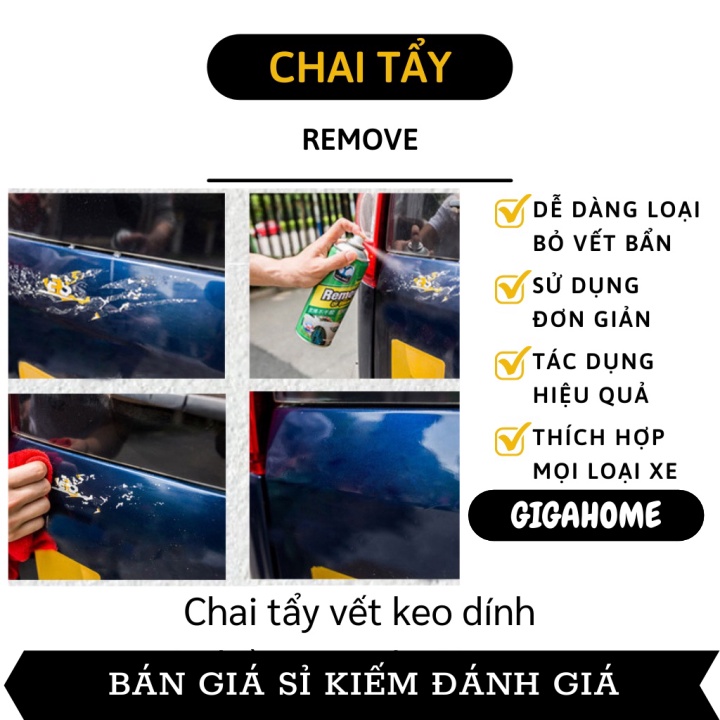 Chai Vệ Sinh Xe Hơi GIGAHOME Chai Xịt Tẩy Keo, Băng Dính Trên Xe Hơi Remove 650ml 9207