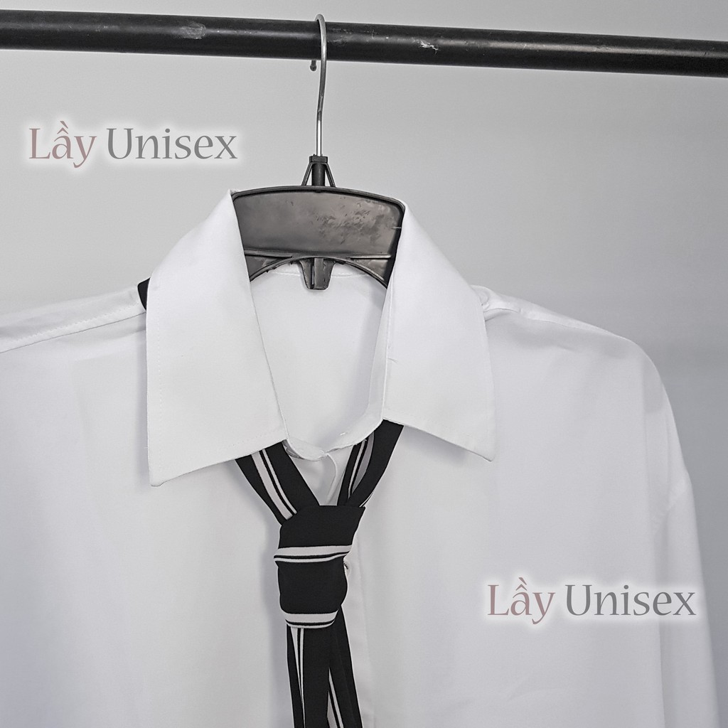 [ HOT ] Sơ mi phối cà vạt viền dáng tay lỡ, form rộng unisex nam nữ đều mang được | BigBuy360 - bigbuy360.vn
