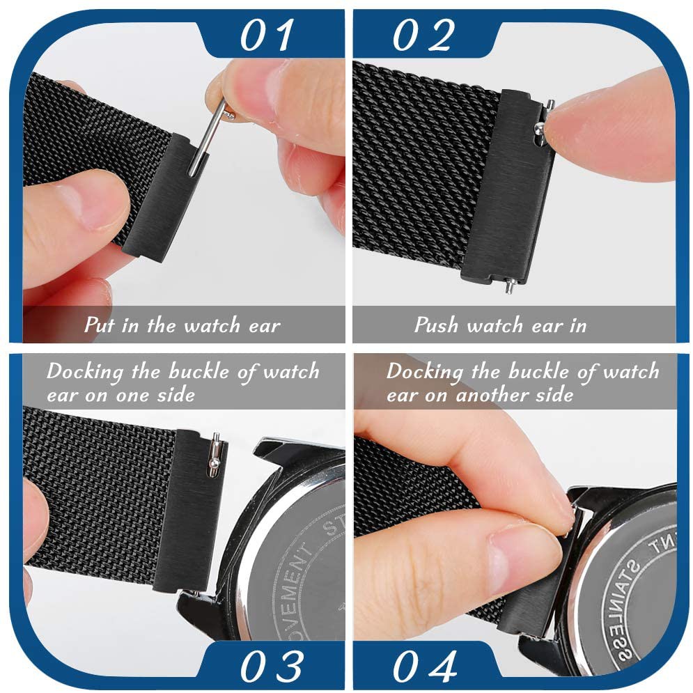 Dây Đeo Inox Milanese 22mm Cho Đồng Hồ Thông Minh Samsung S3 Frontier / Huami Amazfit Sport 3 / Gt Dây đeo đồng hồ nam  Dây đeo đồng hồ nữ  Dây đồng hồ thời trang Dây đồng hồ nam dây thép