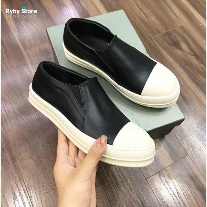 Giày lười Rick Owen cổ thấp | 🔥FREE SHIP🔥 Da trơn nhẵn | Đế cao su non | Fom chuẩn | cực Hot