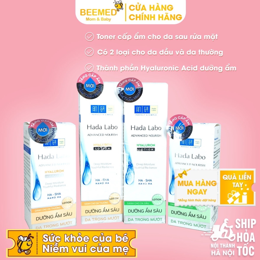 Dung dịch dưỡng ẩm Hada Labo Lọ 170ml - toner Hadalabo Se khít lỗ chân lông, cấp ẩm cho da sau khi rửa mặt