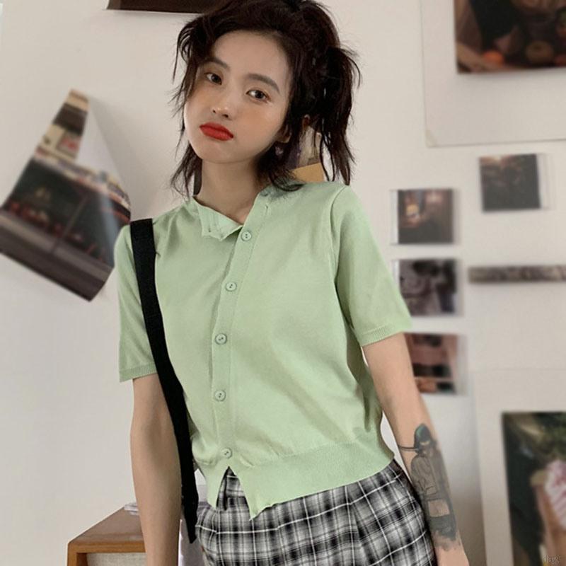 Áo Len Lửng Ngắn Tay Phong Cách Hàn Quốc Dành Cho Nữ