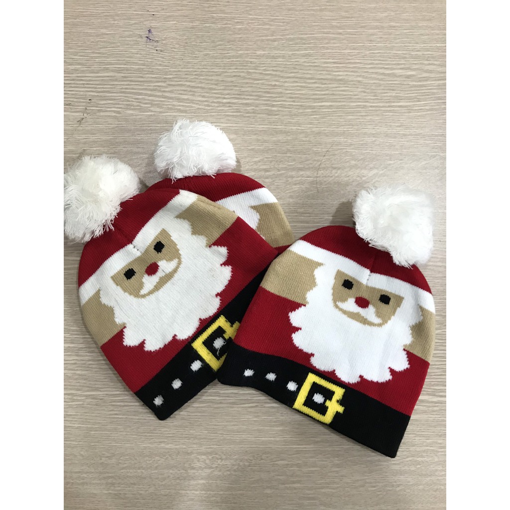 Mũ len Noel đính quả bông xinh cho các bé