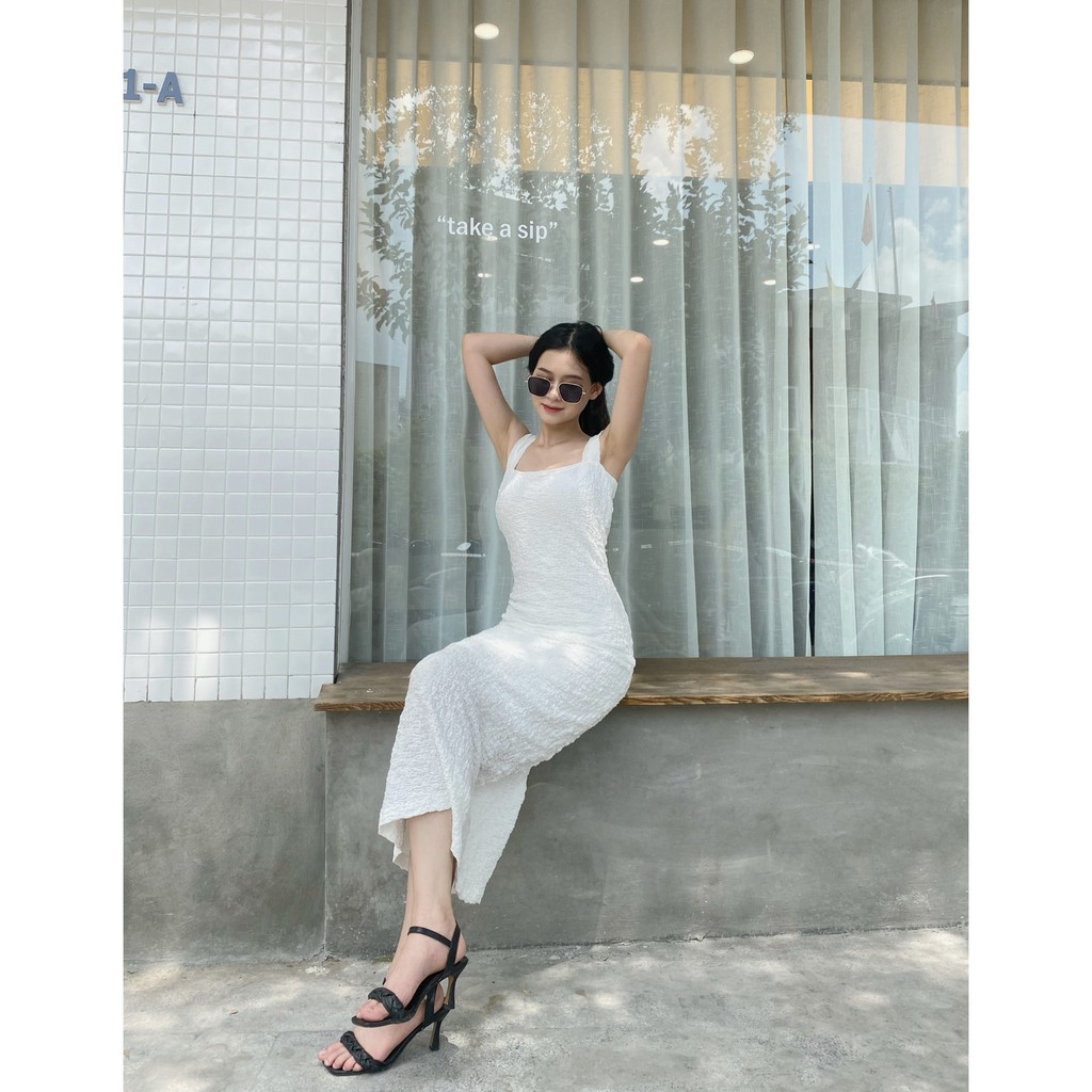 YU CHERRY | Đầm hai dây ôm thun gân đẹp hack dáng Cami Spandex Dress YD143