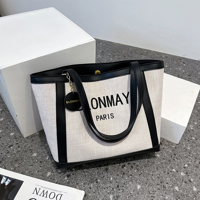 Túi đeo vai IELGY vải canvas cỡ lớn in chữ màu sắc thời trang cho nữ