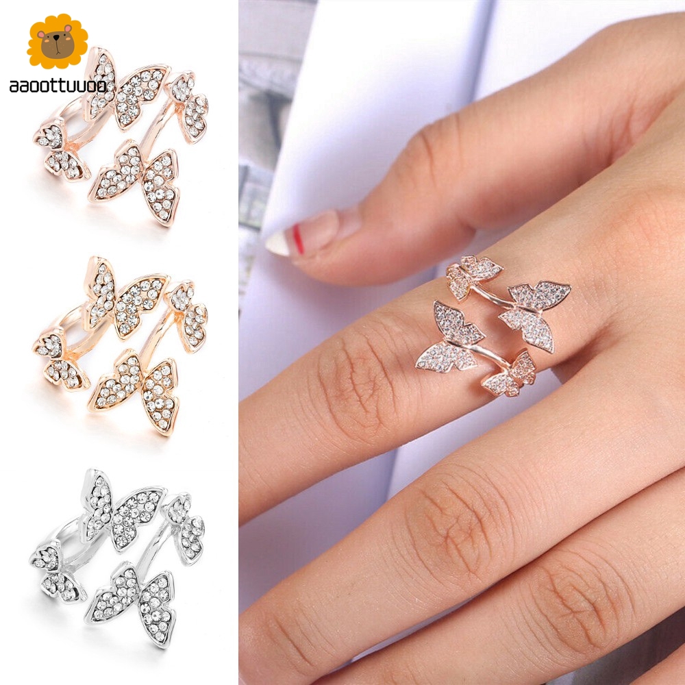 Nhẫn Thiết Kế Hình Bướm Có Thể Điều Chỉnh Kích Cỡ Tiện Dụng