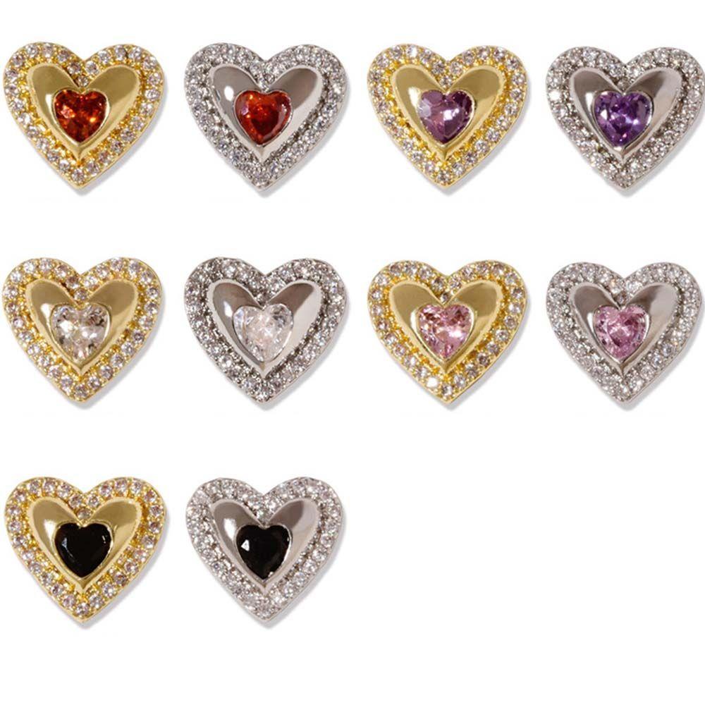 Phụ Kiện Trang Trí Móng Nghệ Thuật Hình Trái Tim Lấp Lánh Phong Cách Nhật Bản