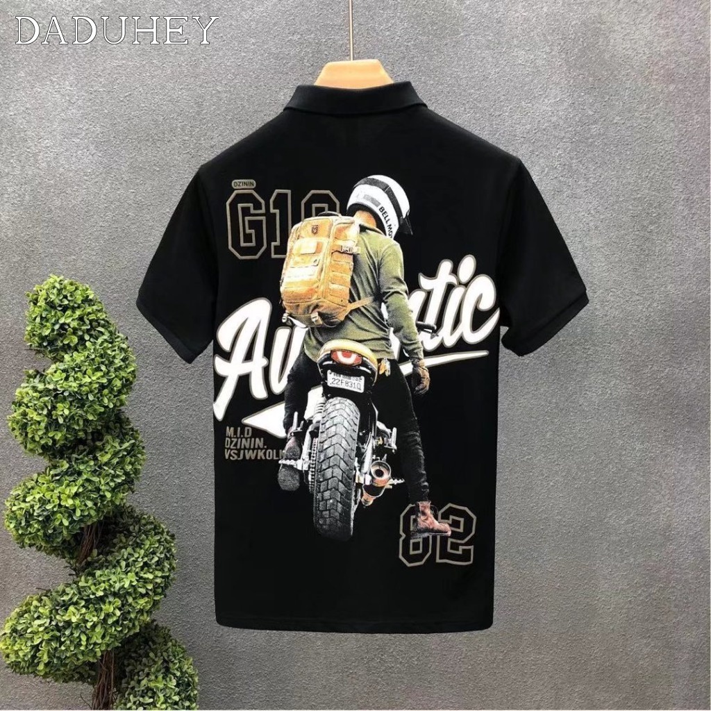 DaDuHey Men's Fashionable Loose Half-Sleeve Polo Shirt Fashionable All-Matching Summer Lapels Fashion Brand Short Sleeve Top