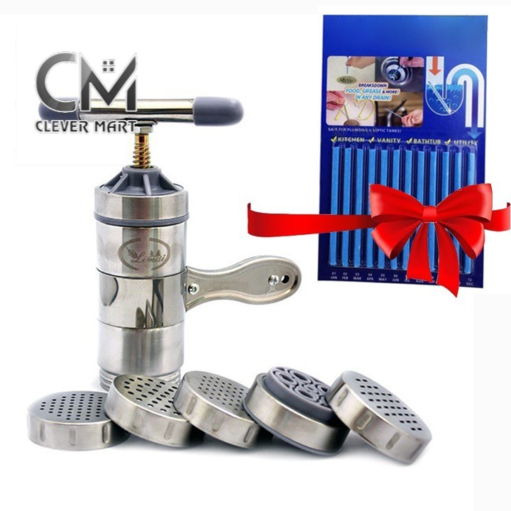 Dụng cụ làm bún inox 5 đầu TẶNG KÈM 10 đôi đũa tre