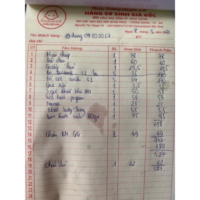 Combo đi sinh 9/5/2021