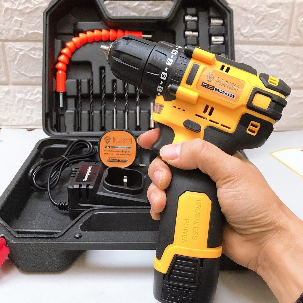 Máy khoan pin Hukan 18V không chổi than-Bảo hành 6 tháng