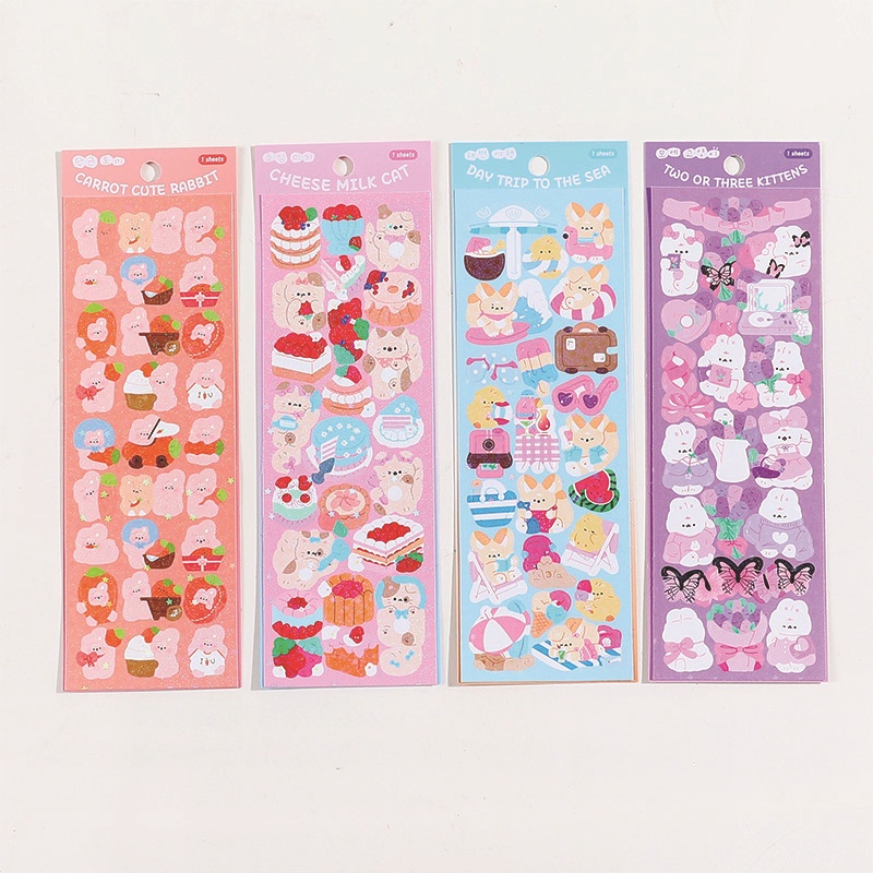 1 Tấm Sticker Dán Trang Trí Sổ Tay Hình Cô Gái Hoạt Hình Phong Cách Hàn Quốc