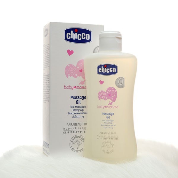 Dầu massage Chicco Italia chiết xuất cám gạo cho bé từ 0M+ chai 200ml