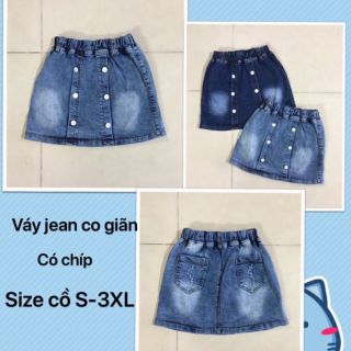 Chân váy jean kém chip
chất thun co giãn tốt
phom cho bé max 50kg
sz s-xxl r6