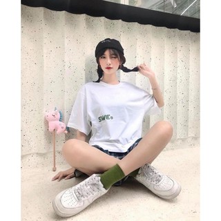ÁO THUN SWE MÀU TRẮNG LOGO XANH QUÂN ĐỘI,áo thun unisex