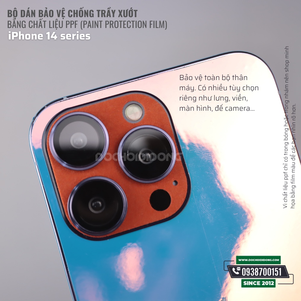 Miếng Dán Ppf Cho IPhone 14 / 14 Plus / 14 Pro / 14 Pro Max Bảo Vệ Trầy Xướt Va Chạm Nhẹ - Mặt Lưng, Màn Hình, Viền, Cam