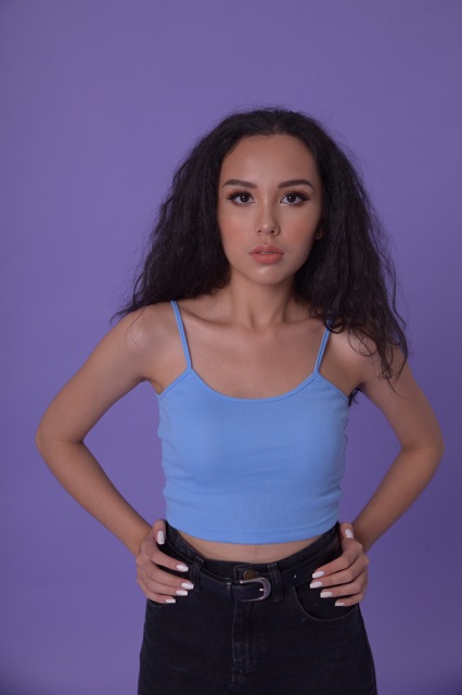 ÁO HAI DÂY MÀU XANH TRỜI FUNKY TRƠN HÀN QUỐC