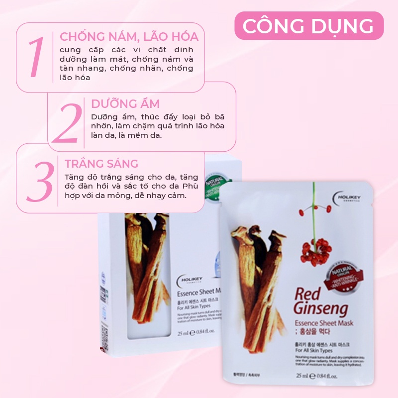 Mặt Nạ Giấy Hàn Quốc  HOLIKEY  Chiết Xuất Từ Thiên Nhiên 25ml Giúp Da Trắng Sáng Mềm Mịn Tự Nhiên