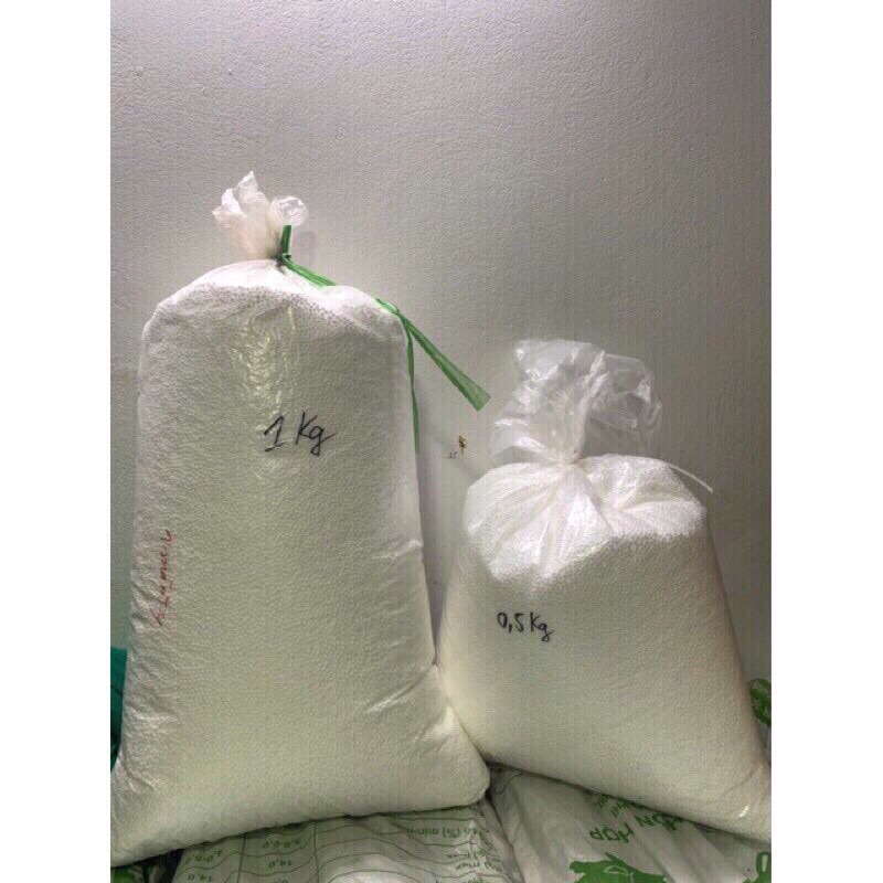 Combo 1,5kg hạt xốp trắng chuyên nhồi gối lười, đỡ cổ, trang trí noel, Handmade.....(3kg đủ gối size XL)