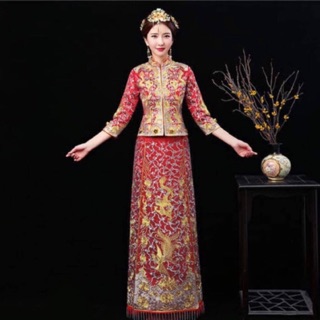 HCM [ Có sẵn ] hỷ phục trung hoa sườn xám full thêu kim tuyết