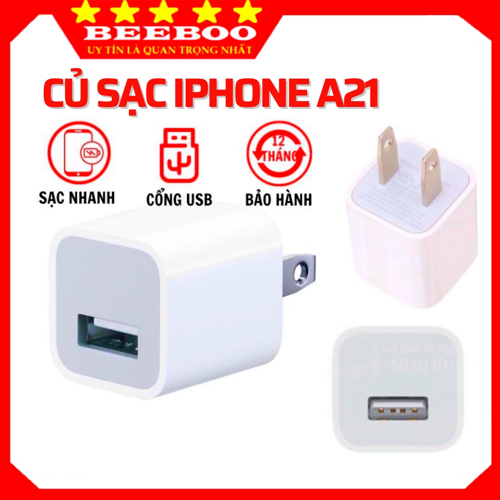 Củ Sạc nhanh dành cho IP6,7,8Plus,X,Xsmax nguồn điện 5V sạc ổn định bảo hành 12 tháng - Phụ kiện BeeBoo
