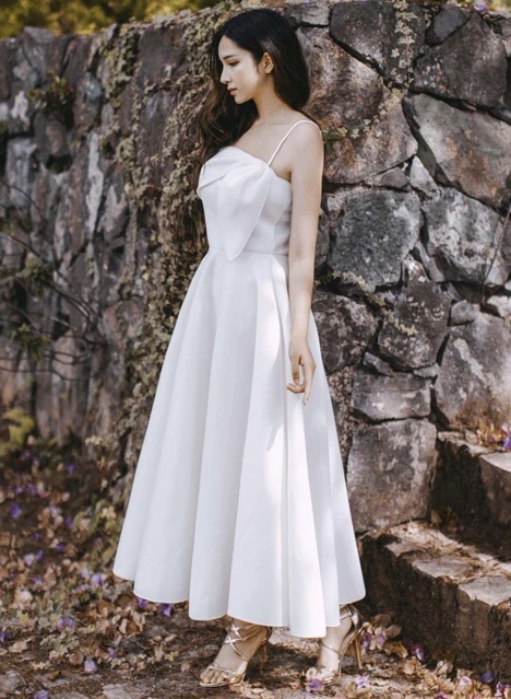 Đầm voan hoa 2 dây trễ vai kết hoa ngực TRIPBLE T DRESS - Free size dưới 54kg - MS102HD