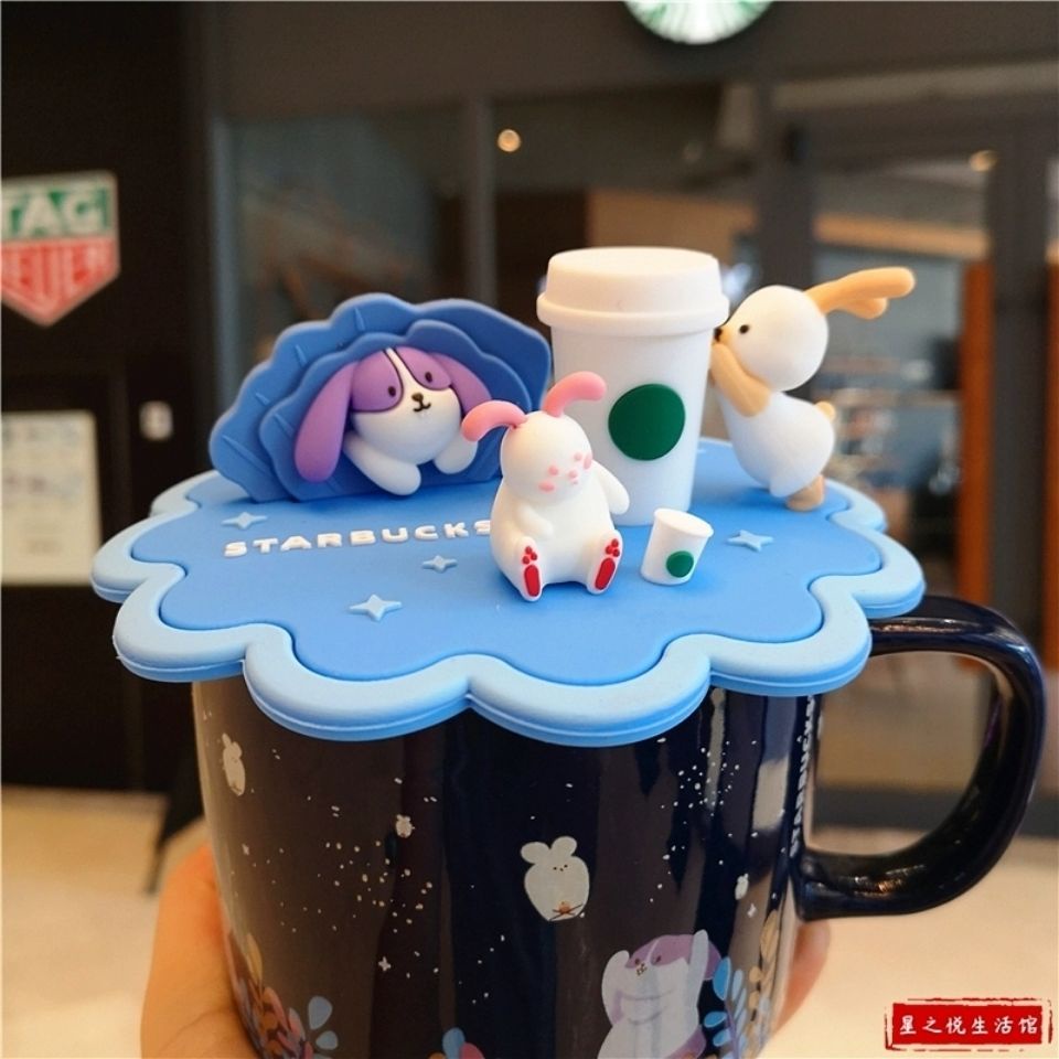 Cốc Sứ Uống Cà Phê Starbucks In Hình Thỏ Mặt Trăng Dễ Thương