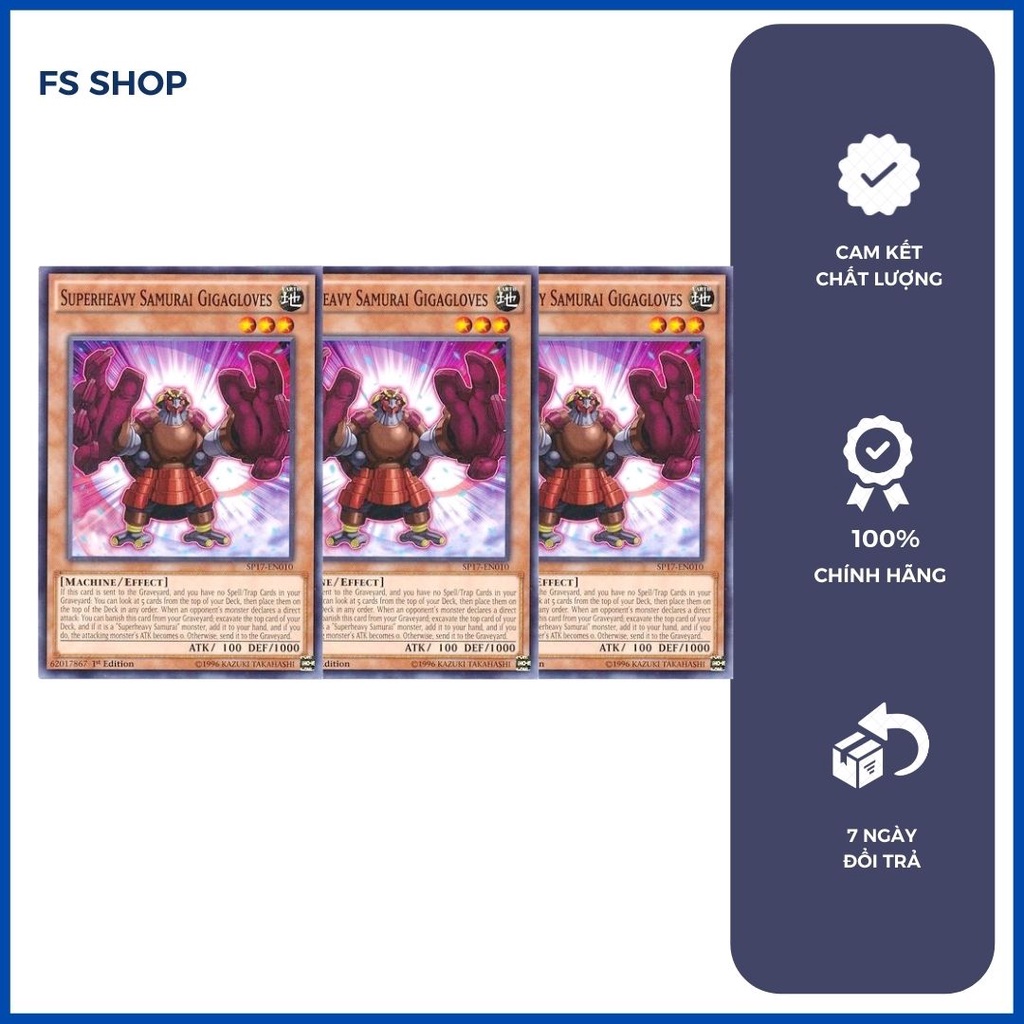 Thẻ bài Yugioh Set 3 lá Superheavy Samurai Gigagloves (Common) - Thẻ bài chính hãng