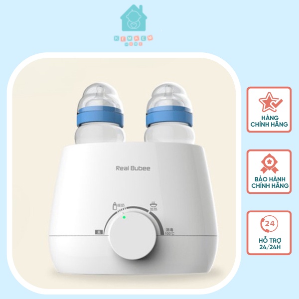 Máy hâm sữa Real Bubee 2 bình cổ rộng, hâm sữa, ủ sữa và thức ăn, tiệt trùng bình sữa