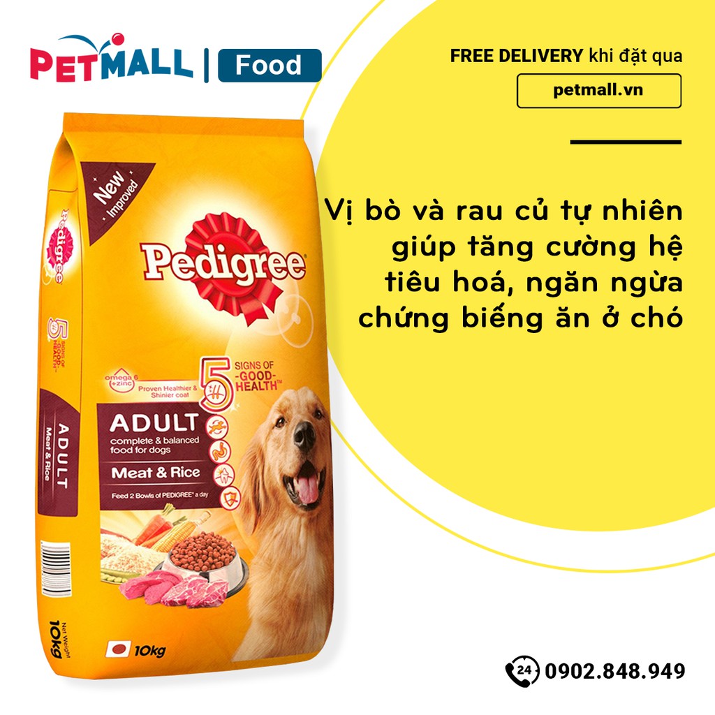 Thức ăn cho chó lớn PEDIGREE 10kg - vị Bò và Rau củ