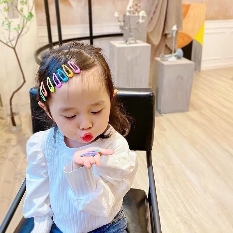 Set 30 Kẹp Tóc Màu Trơn Hình Giọt Nước Dễ Thương Cho Bé Gái -.abe
